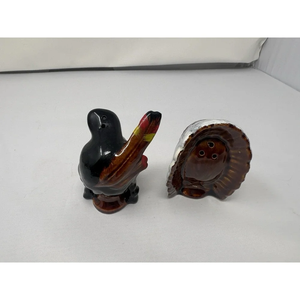 Vintage Walls Ceramic Japan Hand Painted Native American Colorful Salt & Pepper